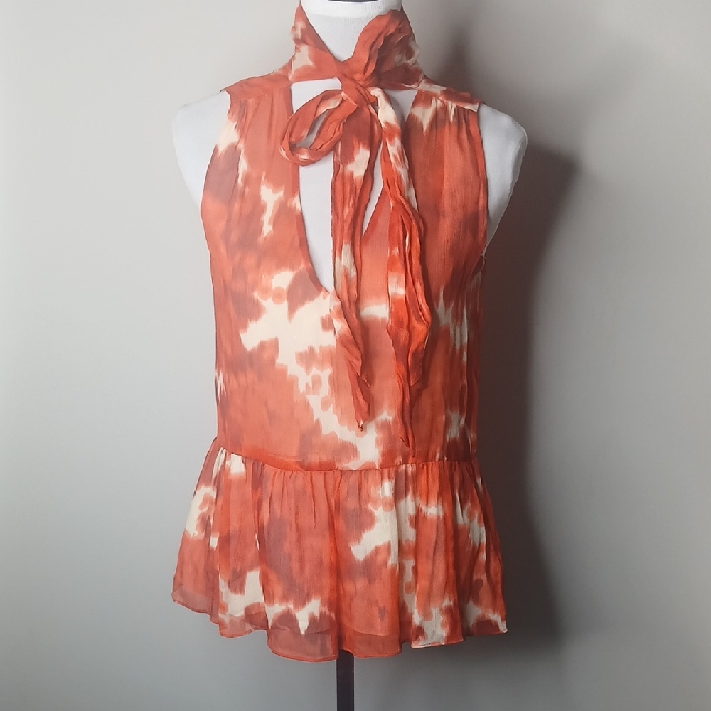 J.Crew Floating Rose Silk Neck Peplum Top Size 00